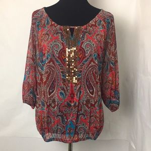INC International concepts paisley print blouse